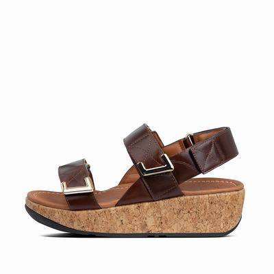 Fitflop Women's REMI Adjustable Leather Sandals - Chocolate Brown, VC2984107